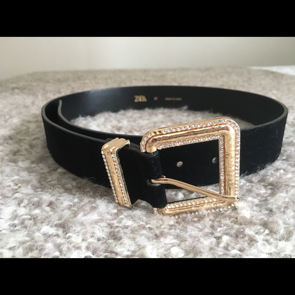 Zara bejewelled velvet belt